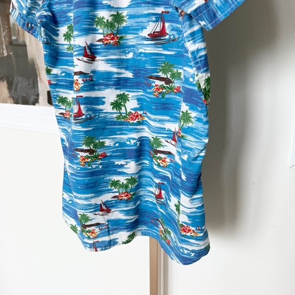 JAM SESSION Men's Blue Graphic Print Hawaiian Shirt Size L Slim Fit Summer - Picture 7 of 11